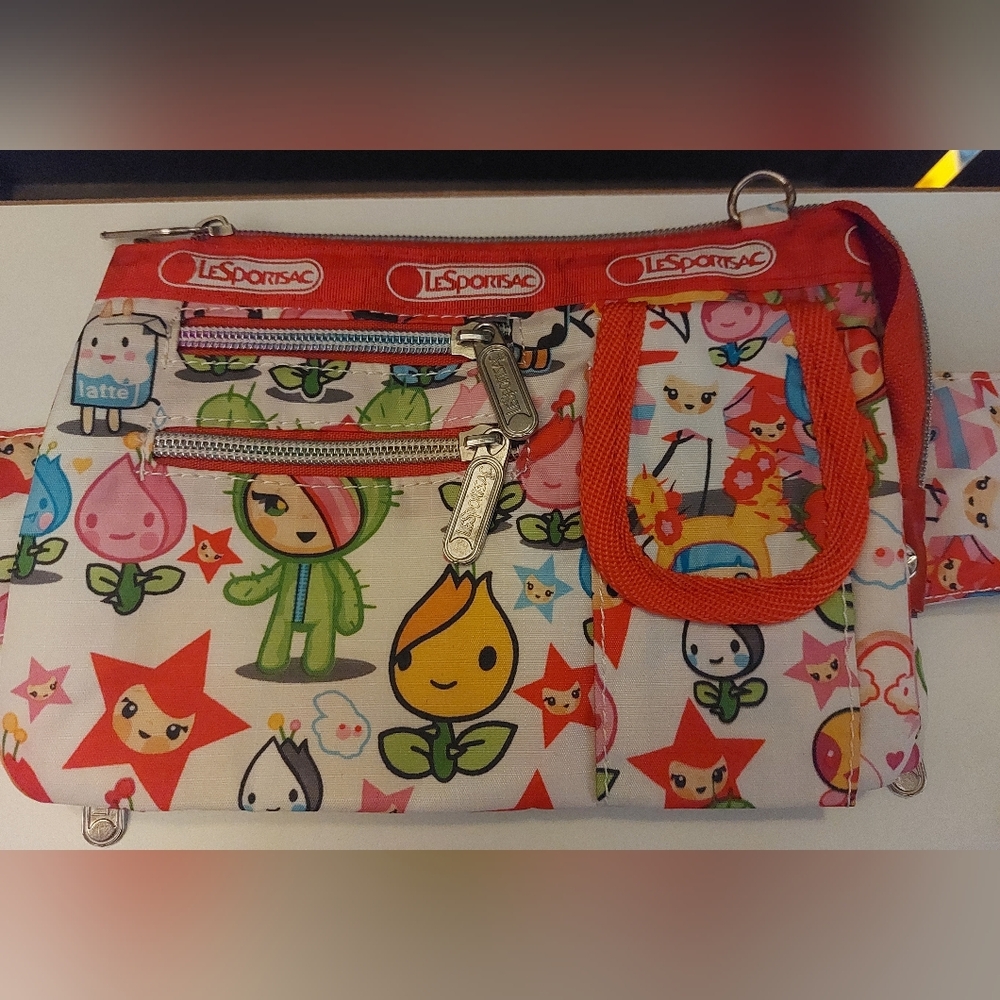 LeSportsac Tokidoki Latte Cactus Flower Fanny Pack Bag Crossbody Purse Red NWOT